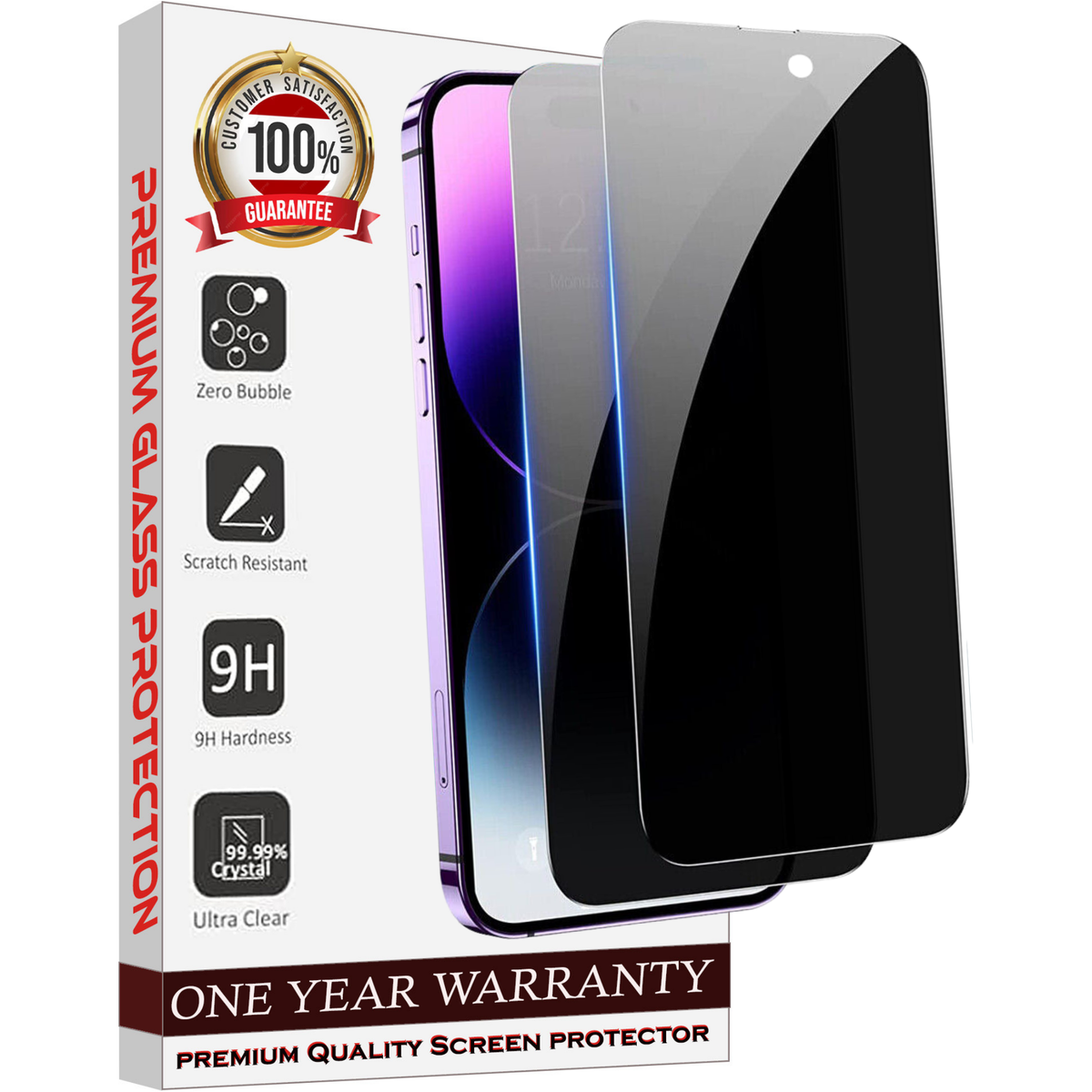 Entronix 2-Pack for Apple iPhone 16 Plus, Anti-Spy Privacy Tempered Glass Screen Protector, Case Friendly & Easy Installation - Entro Retail